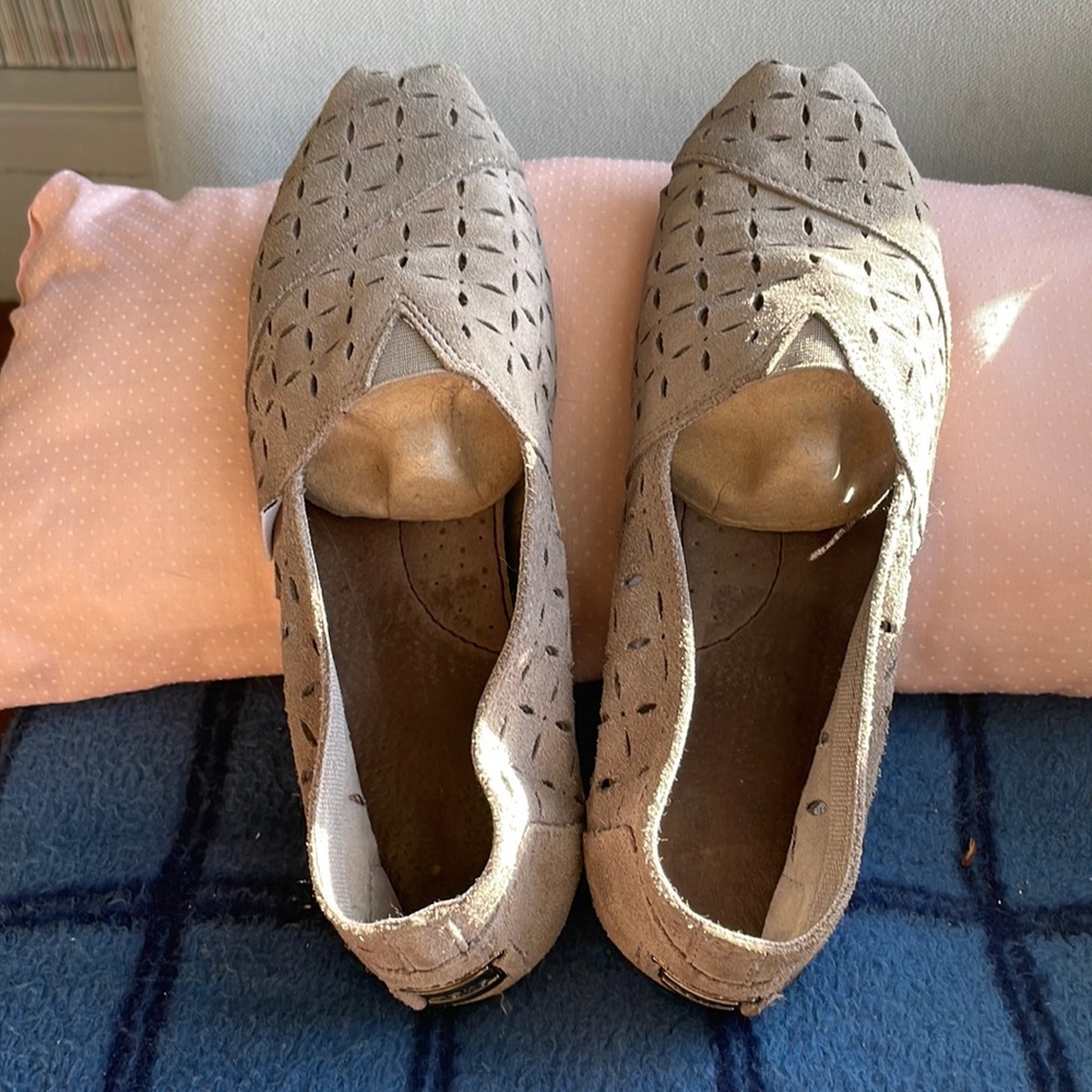 Gray suede Toms shoes